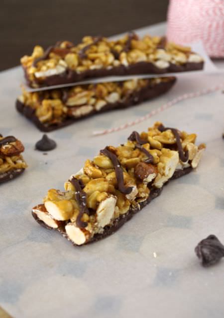 Homemade KIND bars on parchment paper