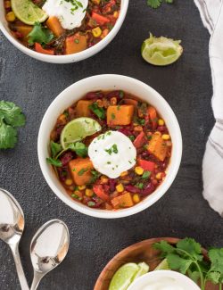 Butternut Squash Vegetable Stew with yogurt and lime