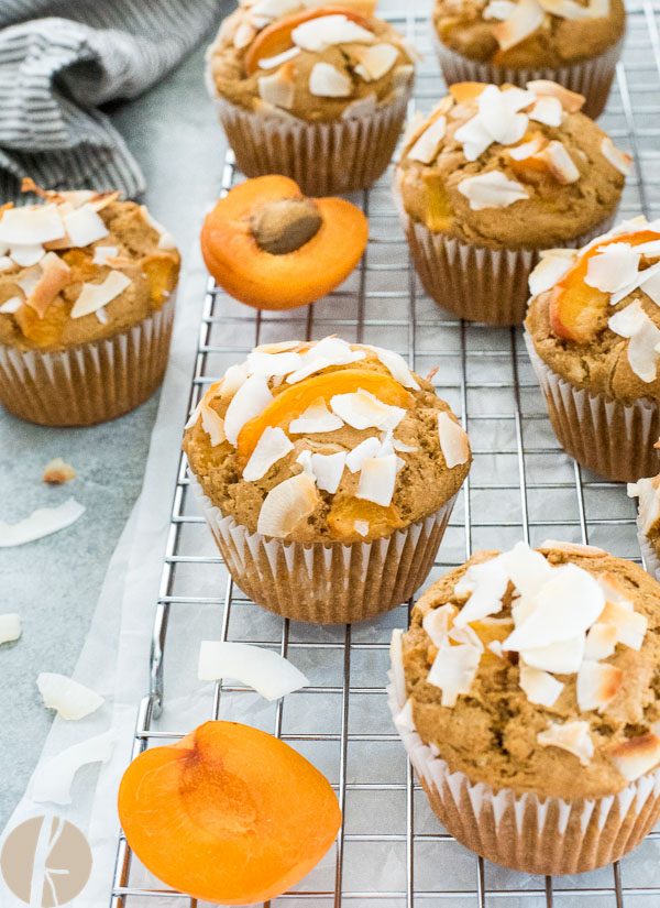 Apricot muffins on wire rack