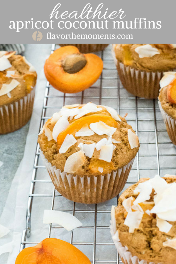 Healthier Fresh Apricot Coconut Muffins are light whole grain muffins studded with chunks of sweet, fresh apricot and plenty of coconut!