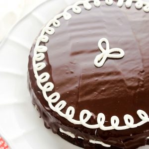 Hostess cupcake layer cake on serving platter