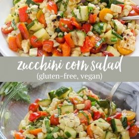 zucchini corn salad collage