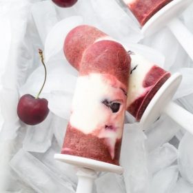 cherry cheesecake greek yogurt pops collage