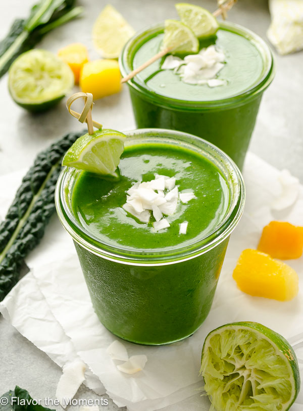 Tropi-Kale Green Smoothie is a creamy vegan smoothie packed with kale and tropical flavor! @FlavortheMoment