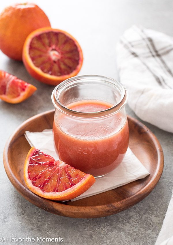 Blood orange vinaigrette in jar