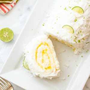 Angel food cake roll with lime curd filling