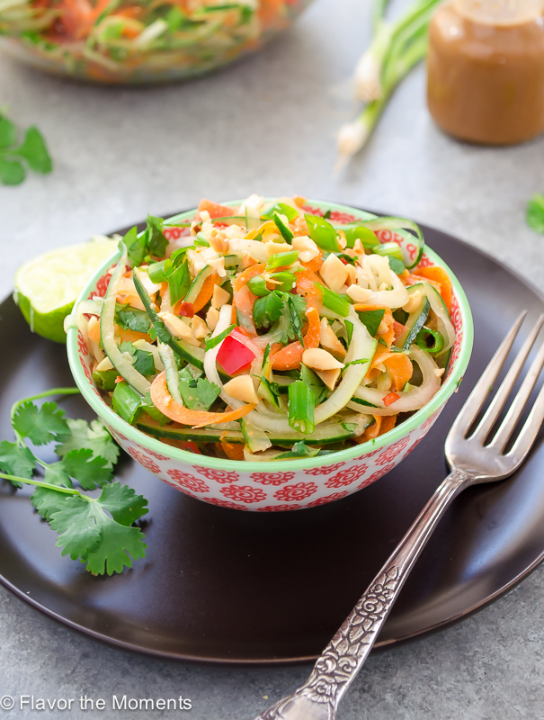 Thai Carrot Cucumber Noodle Salad with Peanut Lime Dressing