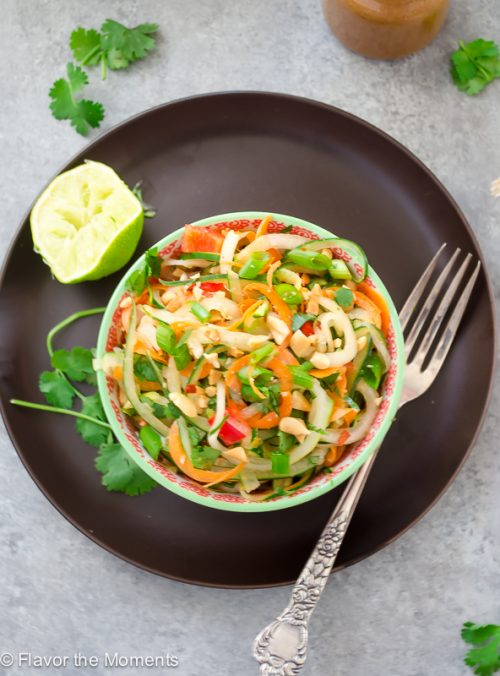 Bowl of Thai Carrot Cucumber Noodle Salad 