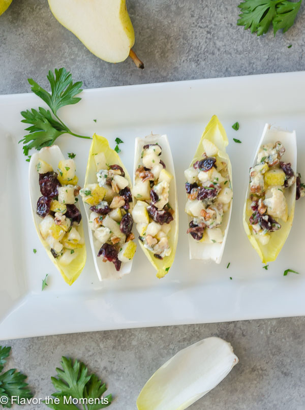 Endive Salad Bites with Pears, Blue Cheese, and Pecans Flavor the Moments