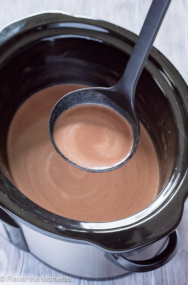 Ladleful of crock pot hot chocolate 