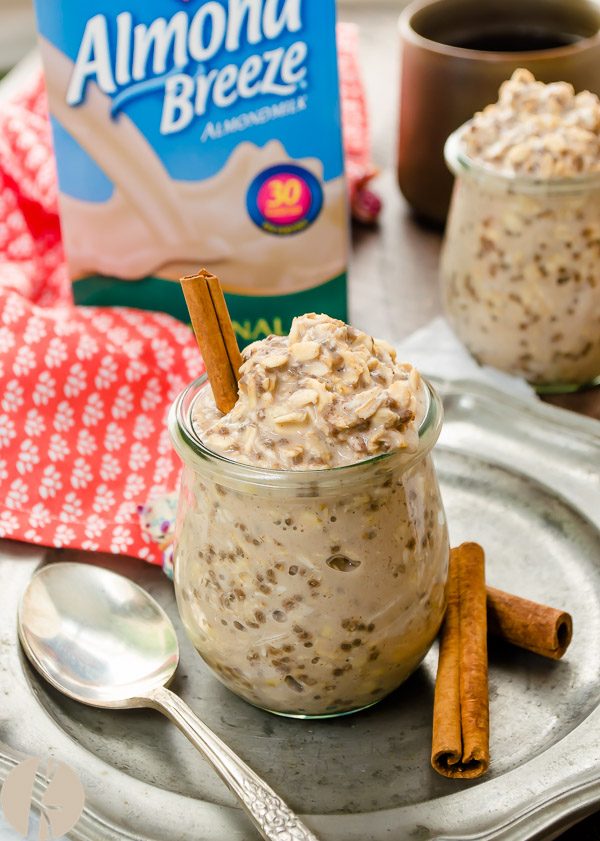 overnight oats in jar with cinnamon stick