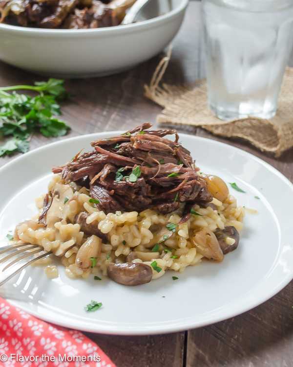 beef short ribs with mushroom risotto with background