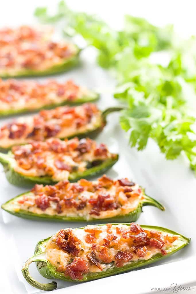 Jalapeno poppers on a white platter