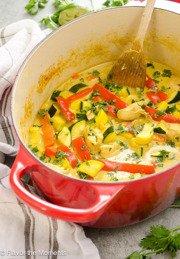 coconut curry chicken in dutch oven