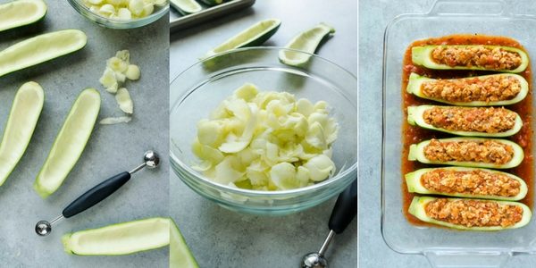 How to make zucchini boats collage
