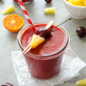 Cherry smoothie in jar