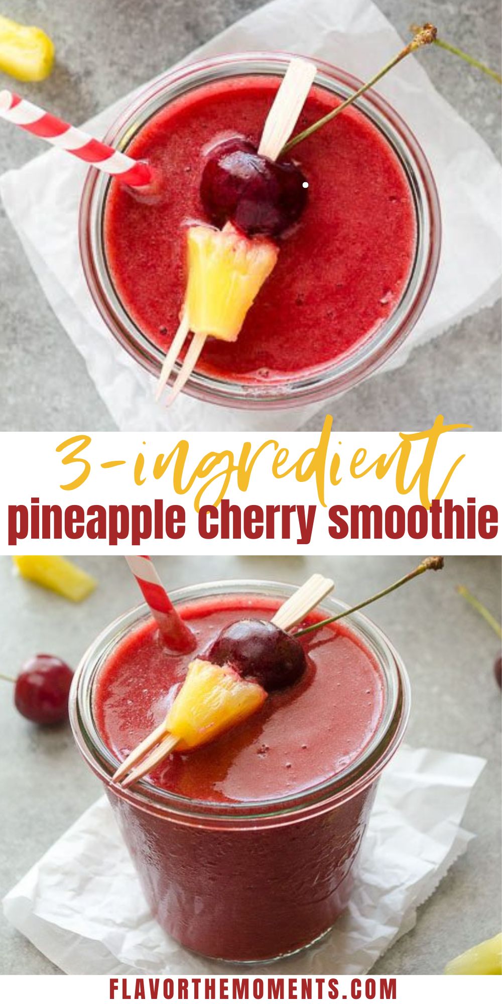 3 Ingredient Pineapple Cherry Smoothie Flavor The Moments