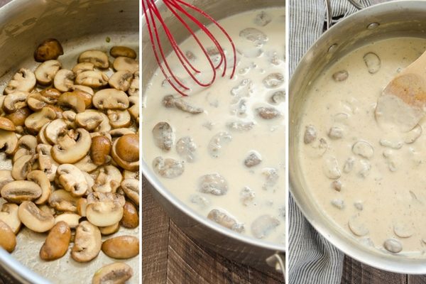 Homemade green bean casserole process collage 1