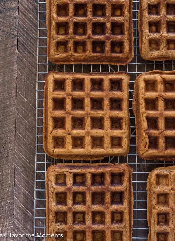 Gingerbread waffles on a wire rack