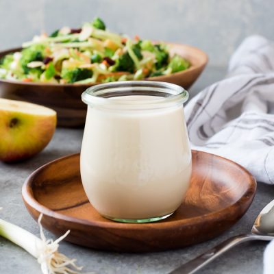 3-Ingredient Creamy No Mayo Coleslaw Dressing is an easy homemade coleslaw dressing that's deliciously creamy with no mayo! {V, DF}