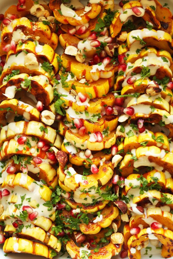 Delicata squash bake in baking dish