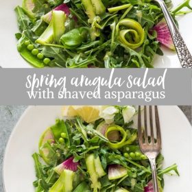 spring arugula salad collage