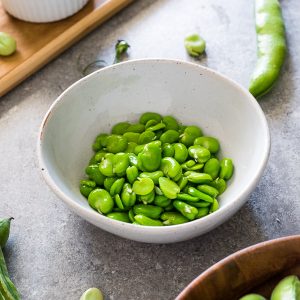 Cooked fava beans in a bowl