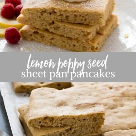 Lemon Poppy Seed Sheet Pan Pancakes are super fluffy, healthy sheet pan pancakes made with whole wheat flour and Greek yogurt!