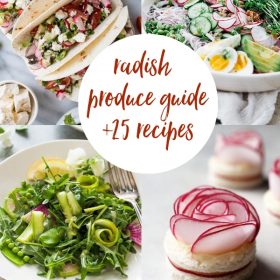 Radish produce guide photo collage