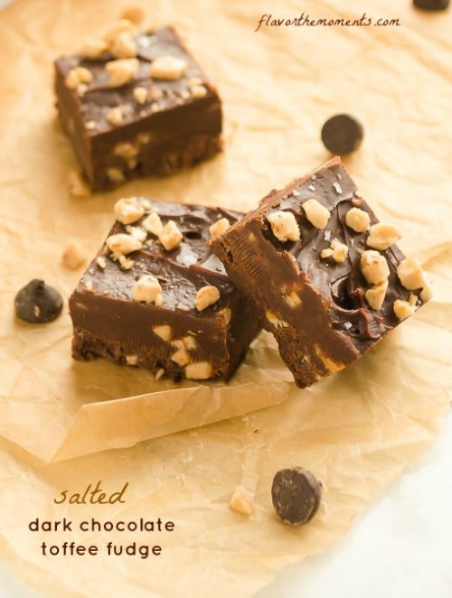Toffee fudge on parchment paper