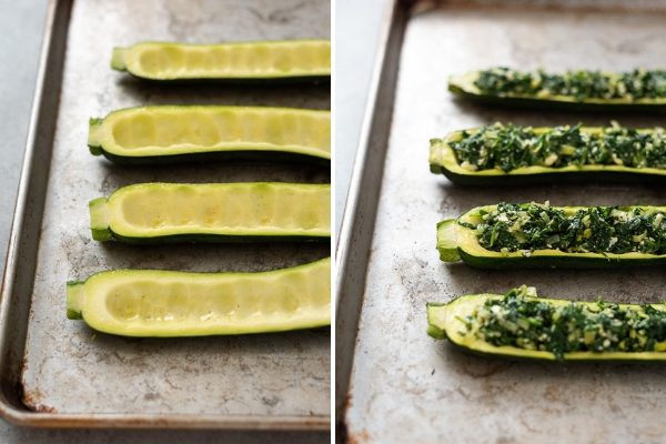 zucchini boat process collage