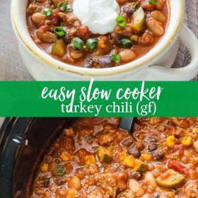 slow cooker turkey chili collage
