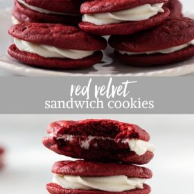 red velvet sandwich cookies collage