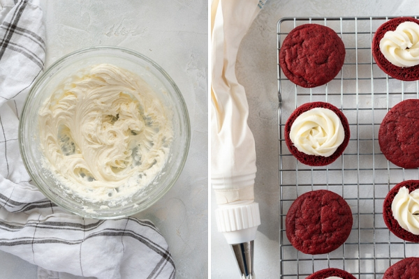How to make red velvet sandwich cookies collage 3