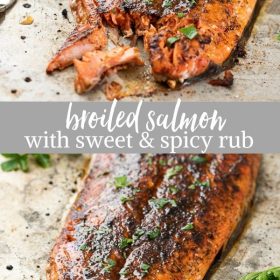 broiled salmon with sweet and spicy salmon rub collage