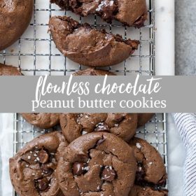 flourless chocolate peanut butter cookies collage
