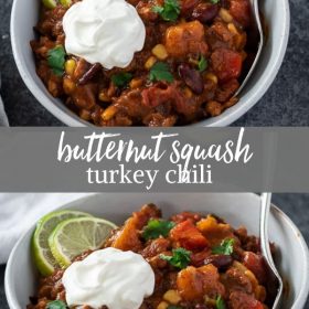 butternut squash turkey chili collage