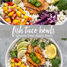 fish taco bowls collage