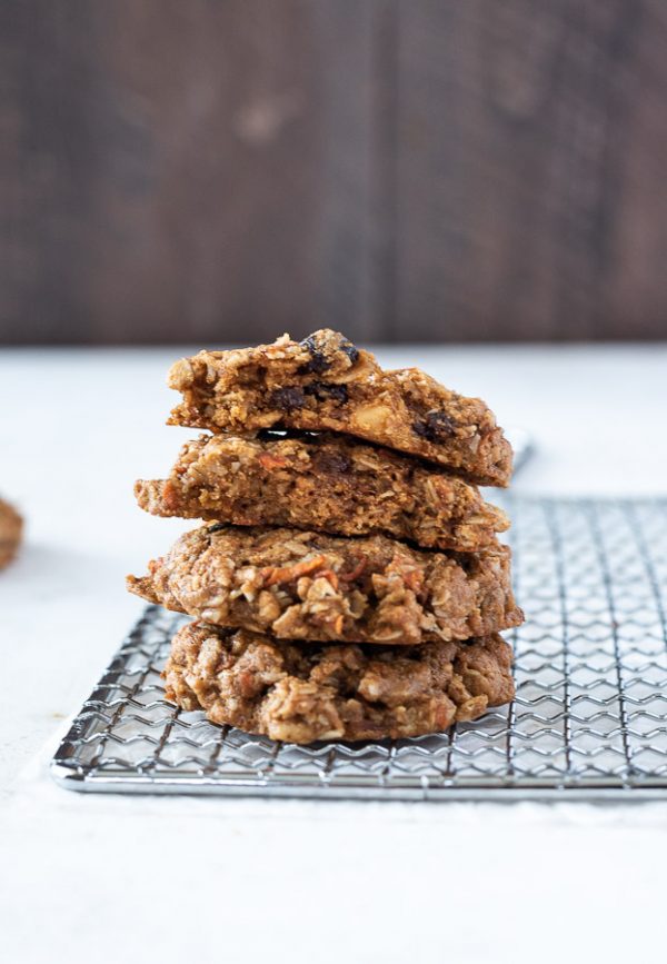 short stack of carrot oatmeal cookies