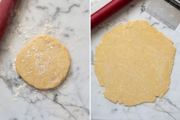 pie dough before and after rolling