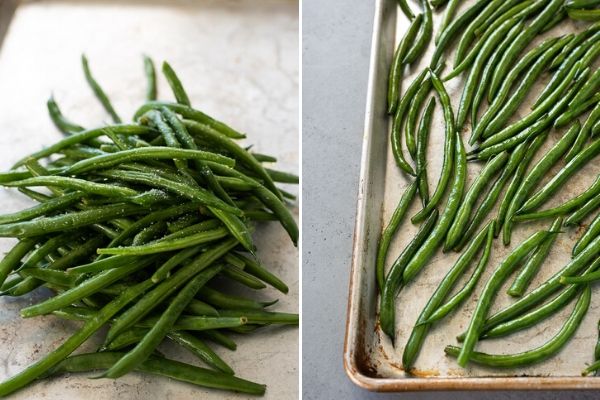 roasted green beans process collage 1