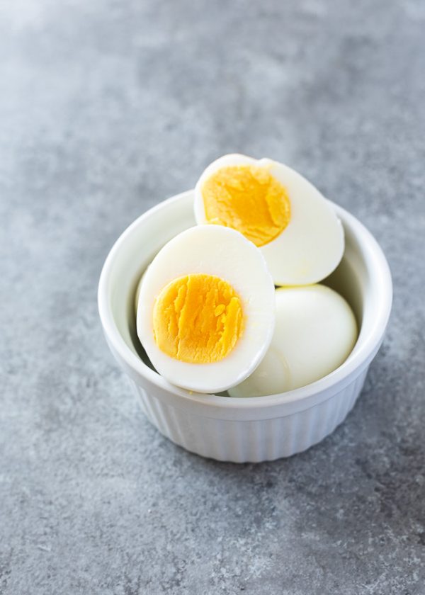 hard boiled eggs in a ramekin