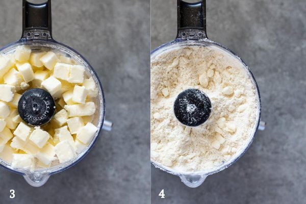 butter before and after mixing for food processor pie crust