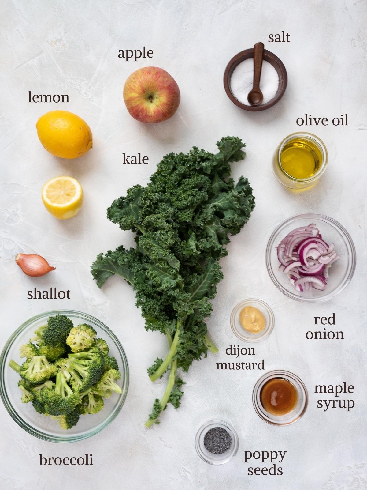 Broccoli Kale Salad ingredients