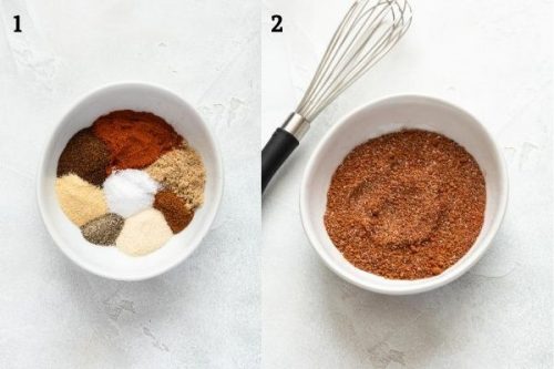 BBQ chicken rub before and after blending