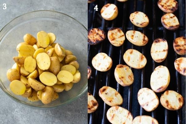 Potatoes before and after grilling