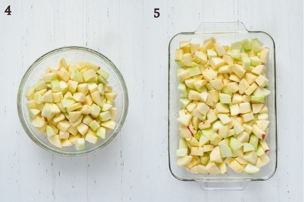 How to make apple crisp filling process collage