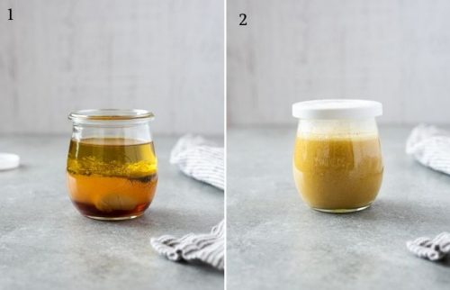 Apple cider vinegar salad dressing process collage