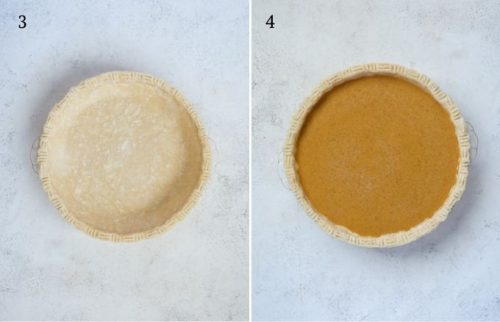Pumpkin pecan pie recipe process collage 2