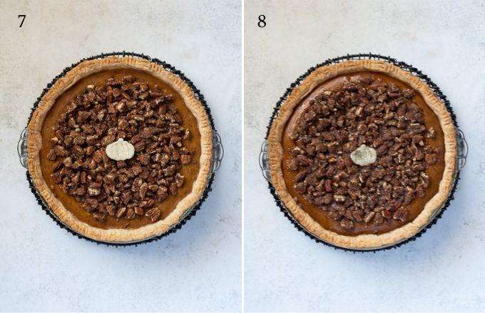 Pumpkin pecan pie recipe process collage 4